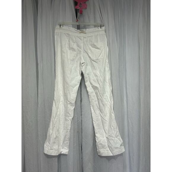 Roxy Oceanside Pants Sea Salt White Beach Relaxed Linen Low Rise Flared Baggy M - Picture 8 of 11